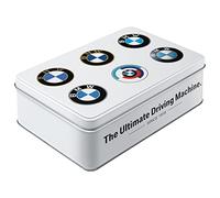 Nostalgic-Art Retro Storage Jar Flat 2.5 L Original Licensed Product (OLP) BMW - Logo Evolution - Gift Idea for BMW Accessories Fans, Tin Tin with Lid, Vintage Design