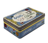 Nostalgic-Art Pins & Needles Sewing Box-Gift Idea for Nostalgia Fans, Tin with lid, Vintage Design, 2.5 l