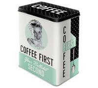 Nostalgic-Art Retro Storage Jar L 3 L Coffee First - Gift Idea for Coffee Fans Large Tin Vintage Design Coffee Decoration