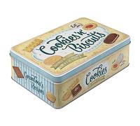 Nostalgic-Art Retro storage tin box flat, 2.5 l, Cookies 'n' Biscuits - Gift idea for the kitchen, metal tin with lid, vintage design