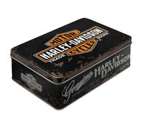 Nostalgic-Art Retro storage tin box flat, 2.5 l, Harley - Genuine | original Harley-Davidson license product (OLP), metal biscuit tin, vintage design, Gift idea for bikers