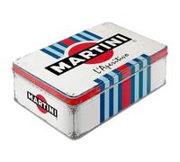 Nostalgic-Art Retro storage tin box flat, 2.5 l, Martini - L'Aperitivo Racing Stripes - Gift idea for cocktail fans, Official License Product (OLP), metal tin with lid, vintage design