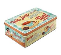 Nostalgic-Art Retro storage tin box flat, 2.5 l, Tea & Cookies Together - Gift idea for nostalgia fans, metal tin with lid, vintage design