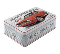 Nostalgic-Art Retro storage tin box flat, 2.5 l, VW Golf - GTI 1976 - VW Bus Gift idea, Official License Product (OLP), metal tin with lid, vintage design