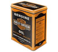 Nostalgic-Art Retro storage tin box L, 3 l, Harley-Davidson - Genuine Oil - Gift idea for bikers, Official License Product (OLP), large metal tin, vintage design