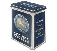 Nostalgic-Art Retro storage tin box L, 3 l, Mercedes-Benz - Service Emblem Blue - Gift idea for Mercedes-Benz fans, Official License Product (OLP), large metal tin, vintage design