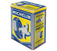 Nostalgic-Art Retro storage tin box L, 3 l, Michelin - Vintage - Gift idea for motor fans, large metal tin, vintage design