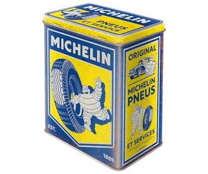 Nostalgic-Art Retro storage tin box L, 3 l, Michelin - Vintage - Gift idea for motor fans, large metal tin, vintage design