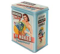 Nostalgic-Art Retro storage tin L, 3 l, Laundry Today or Naked Tomorrow - Gift idea for nostalgia fans, large tin box, vintage design