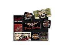 Nostalgic-Art, Retro-Style Fridge Magnets, Harley-Davidson Bikes - Gift for motorcycle fans, Magnet set for notice board, vintage design, 9 pieces