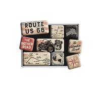 Nostalgic-Art Retro-Style Fridge Magnets Route 66 Bike Map - Gift idea for Bikers, Set for Notice Board, Colourful, 9 Pieces