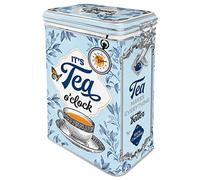 Nostalgic-Art Retro Tea Canister 1.3 Litre Classic Tea Gift Idea for Tea Lovers Tin Tin with Aroma Lid Vintage Design