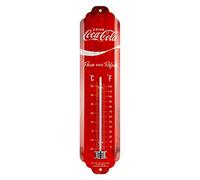 Nostalgic-Art Retro thermometer, 7 x 28 cm, Cola - Logo Red Wave | original Coca-Cola license product (OLP), analog indoor thermometer, vintage design, Gift idea for Coke fans