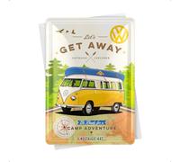 Nostalgic-Art Retro tin postcard, 10 x 14 cm, Bulli - Let's Get Away | original Volkswagen license product (OLP), made of metal, vintage design, Gift idea for VW Bus fans