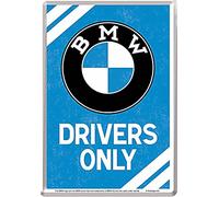 Nostalgic-Art Retro Tin Postcard, 10 x 14 cm, Original Licensed Product (OLP), BMW - Drivers Only - Gift Idea for BMW Accessories Fans, Metal Postcard, Mini Tin Sign as Greeting Card