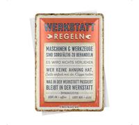 Nostalgic-Art Retro Tin Postcard, 10 x 14 cm, Workshop Rules - Gift Idea for Craftsmen, Metal Postcard, Mini Tin Sign as Greeting Card, Workshop Decoration