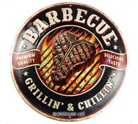 Nostalgic-Art Retro tin sign, Ø 35 cm, Barbecue - Grillin & Chillin | made of metal, vintage design, Gift idea for barbecue fans