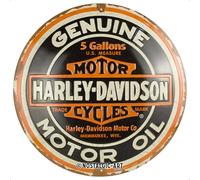 Nostalgic-Art Retro tin sign, Ø 35 cm, Harley-Davidson - Genuine Motor Oil - Gift idea for bikers, Official License Product (OLP), made of metal, vintage design