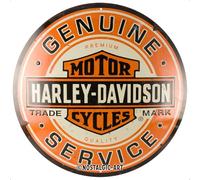 Nostalgic-Art Retro tin sign, Ø 35 cm, Harley-Davidson - Genuine Service - Gift idea for bikers, Official License Product (OLP), made of metal, vintage design