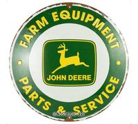 Nostalgic-Art Retro tin sign, Ø 35 cm, John Deere - Parts & Service - Gift idea for tractor fans, Official License Product (OLP), made of metal, vintage design