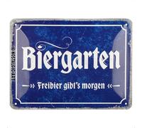 Nostalgic-Art Retro Tin Sign, 15 x 20 cm, Beer Garden - Gift Idea as Bar Accessories, Made of Metal, Vintage Design with Saying, Tin Signs Sayings, Beer Decoration
