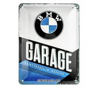 Nostalgic-Art Retro tin sign, 15 x 20 cm, BMW - Garage | original BMW license product (OLP), made of metal, vintage design, Gift idea for BMW fans