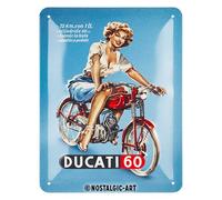 Nostalgic-Art Retro tin sign, 15 x 20 cm, Ducati - Cilindrata 60 Pin Up - Gift idea for bikers, Official License Product (OLP), made of metal, vintage design