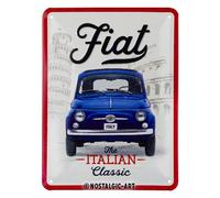 Nostalgic-Art Retro tin sign, 15 x 20 cm, Fiat 500 - The Italian Classic - Gift idea for Fiat fans, made of metal, vintage design