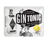 Nostalgic-Art Retro tin sign, 15 x 20 cm, Gin Tonic | made of metal, vintage design, Gift idea for home bar
