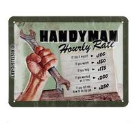 Nostalgic-Art Retro tin sign, 15 x 20 cm, Handyman Hourly Rate - Gift idea for craftsman, made of metal, vintage design with saying