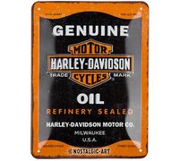 Nostalgic-Art Retro tin sign, 15 x 20 cm, Harley-Davidson - Genuine Oil - Gift idea for bikers, made of metal, vintage design