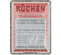 Nostalgic-Art Retro Tin Sign, 15 x 20 cm, Kitchen Rules - Gift Idea for the Kitchen, Metal, Vintage Design with Saying