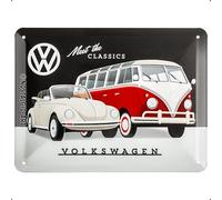 Nostalgic-Art Retro tin sign, 15 x 20 cm, VW - Meet The Classics | original Volkswagen license product (OLP), made of metal, vintage design, Gift idea for VW Bus fans