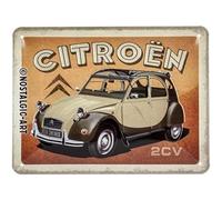 Nostalgic-Art Citroen-2CV-Gift Idea for Car Fans, Metal, White (with Black and red Accents), 15 x 20 cm
