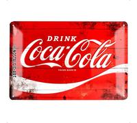 Nostalgic-Art Retro tin sign, 20 x 30 cm, Cola - Logo Red Wave | original Coca-Cola license product (OLP), made of metal, vintage design, Gift idea for Coke fans