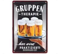 Nostalgic-Art Retro Tin Sign, 20 x 30 cm, Group Therapy - Gift Idea for Beer Fans, Metal Vintage Design with Saying