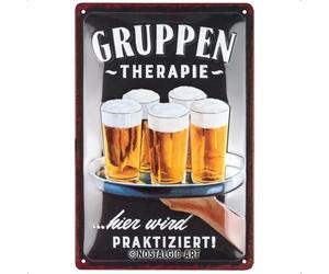 Nostalgic-Art Retro Tin Sign, 20 x 30 cm, Group Therapy - Gift Idea for Beer Fans, Metal Vintage Design with Saying