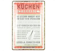 Nostalgic-Art Retro Tin Sign, 20 x 30 cm, Kitchen Rules - Gift Idea for the Kitchen, Metal, Vintage Design with Saying