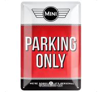 Nostalgic-Art Retro tin sign, 20 x 30 cm, Mini - Parking Only Red | original Mini license product (OLP), made of metal, vintage design, Gift idea for Mini Cooper fans