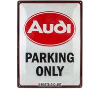 Nostalgic-Art Retro Tin Sign 30 x 40 cm Audi - Parking Only - Gift Idea for Audi Accessories Fans Metal Vintage Design