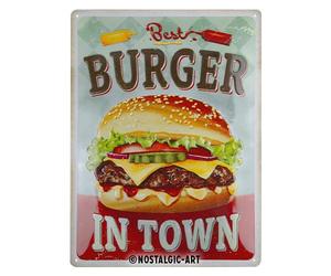 Nostalgic-Art Retro tin sign, 30 x 40 cm, Best Burger in Town - Gift idea for diner fans, made of metal, vintage design