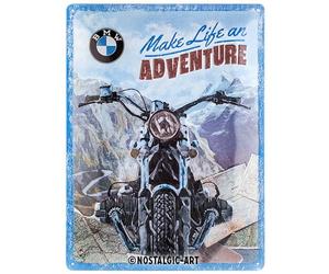 Nostalgic-Art Retro tin sign, 30 x 40 cm, BMW - Adventure | original BMW license product (OLP), made of metal, vintage design, Gift idea for bikers