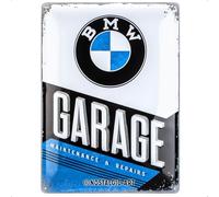 Nostalgic-Art Retro tin sign, 30 x 40 cm, BMW - Garage | original BMW license product (OLP), made of metal, vintage design, Gift idea for BMW fans