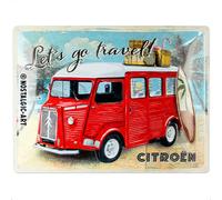 Nostalgic-Art Retro tin sign, 30 x 40 cm, Citroen Type H - Let's go travel - Gift idea for Citroen fans, Official License Product (OLP), made of metal, vintage design