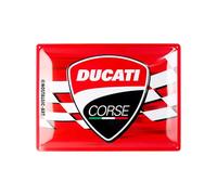 Nostalgic-Art Retro tin sign, 30 x 40 cm, Ducati Corse - Logo Racing Flag - Gift idea for bikers, Official License Product (OLP), made of metal, vintage design