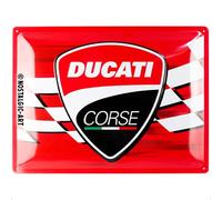 Nostalgic-Art Retro tin sign, 30 x 40 cm, Ducati Corse - Logo Racing Flag - Gift idea for bikers, Official License Product (OLP), made of metal, vintage design