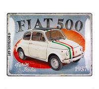 Nostalgic-Art Retro tin sign, 30 x 40 cm, Fiat 500 - Turin Italia - Gift idea for Fiat fans, made of metal, vintage design