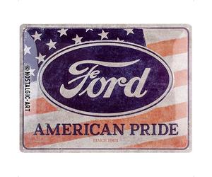 Nostalgic-Art Retro Tin Sign, 30 x 40 cm, Ford - American Pride US Flag - Gift Idea for Ford Accessories Fans, Original Licensed Product (OLP), Made of Metal, Vintage Design, Tin Signs Sayings