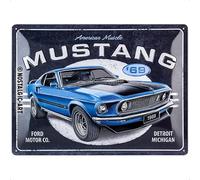 Nostalgic-Art Retro Tin Sign, 30 x 40 cm, Ford Mustang - 1969 Mach 1 Blue - Gift Idea for Ford Accessories Fans, Original Licensed Product (OLP), Made of Metal, Vintage Design, Tin Signs Sayings