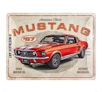 Nostalgic-Art Retro tin sign, 30 x 40 cm, Ford Mustang - GT 1967 Red | original Ford license product (OLP), made of metal, vintage design, Gift idea for Ford fans